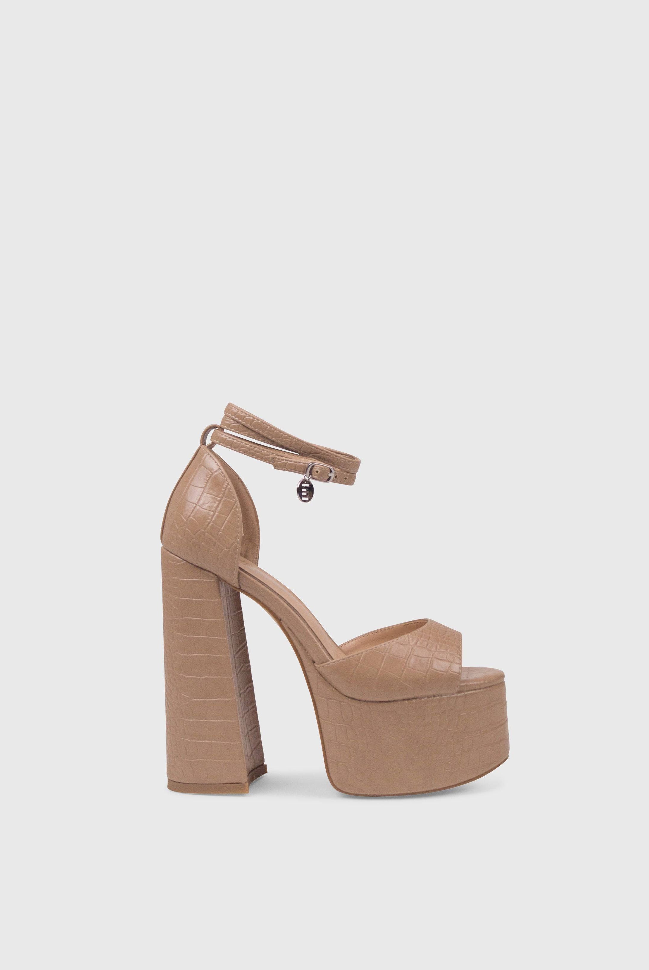 NATY Nude - Sandali plateau alti con lacci in caviglia | ENPOSH