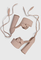 CAMELIA Avorio - Sandali plateau spesso con lacci in caviglia | ENPOSH